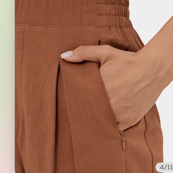 Halara High Waisted Plicated Split Hem Wide Leg Palazzo Capri Pants Medium Rust - Picture 5 of 11